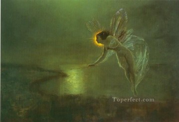 妖精 Painting - スピリット・オブ・ザ・ナイトの天使の風景 ジョン・アトキンソン・グリムショー 子供用